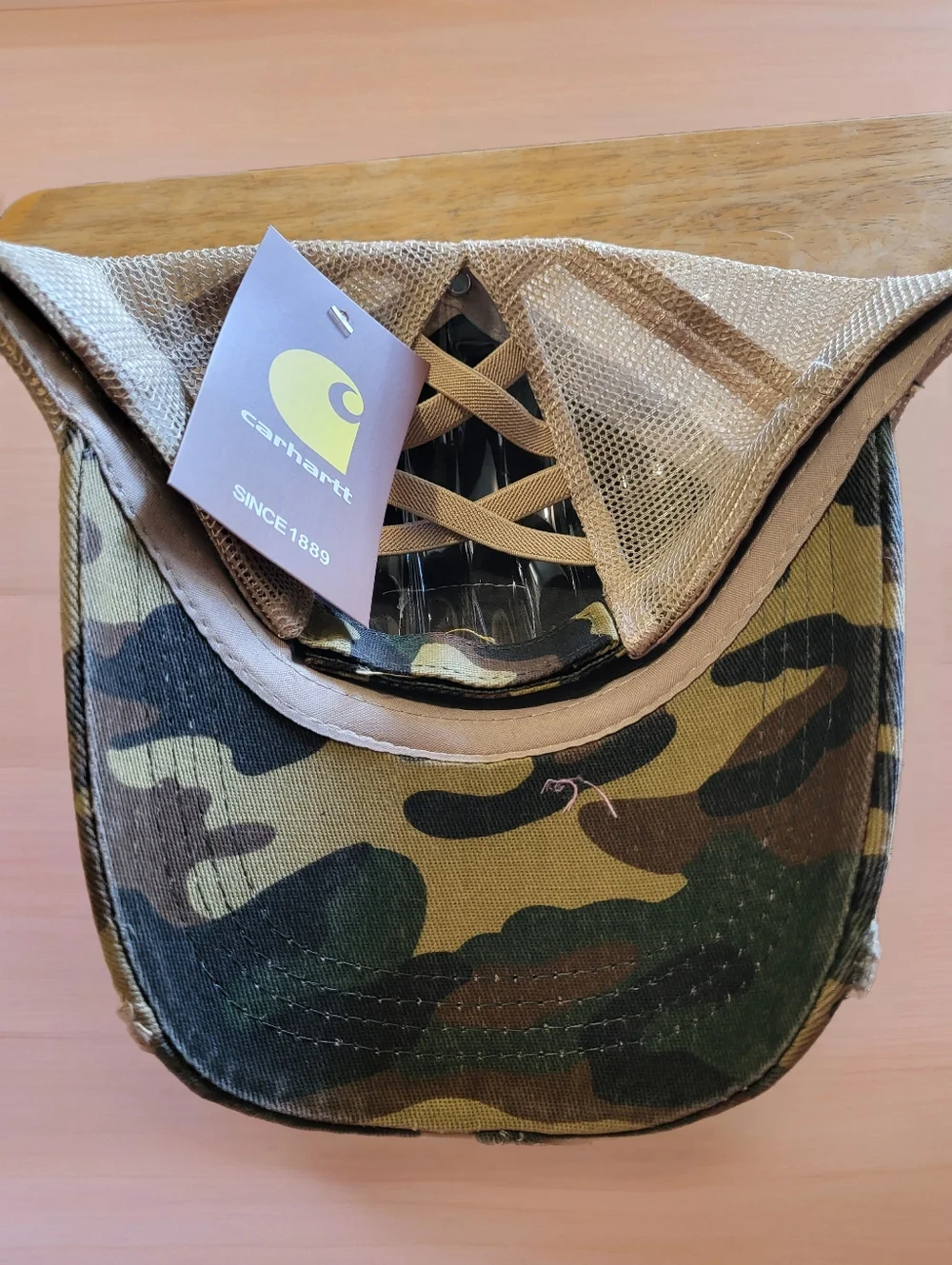 Carhartt Green Camo Distressed Mesh-Back Hat - Picture 2 of 2